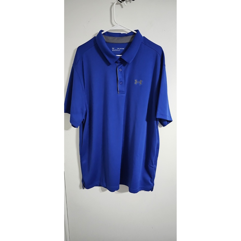 Under Armour Polo Shirt Mens 2XL Cobalt Blue Casual Minimalist Collared Soft